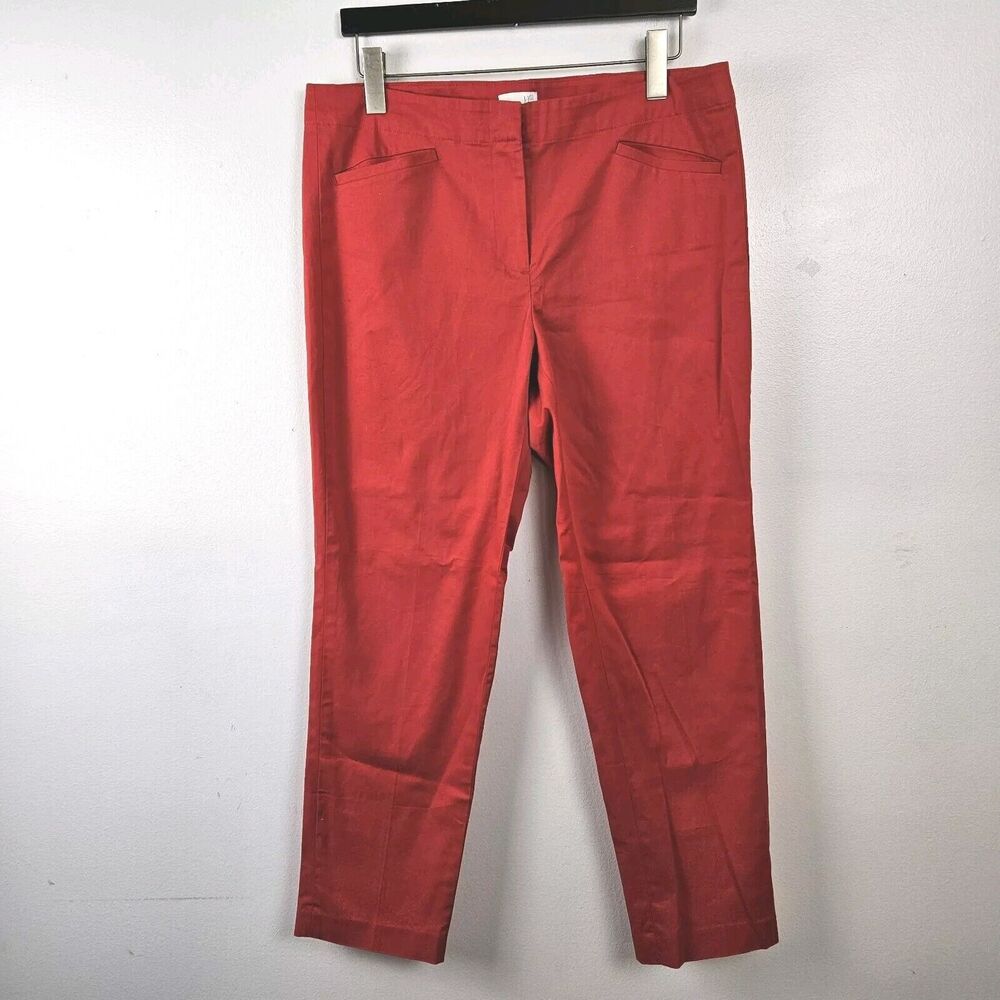 J.Jill Size 12 Red Capri Pants Cotton Spandex Mid-Rise Cropped